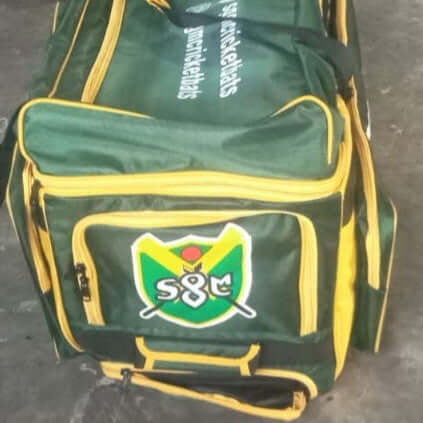 Buy Cricket Bag Melbourne - High-quality green and yellow cricket bag with logo for players.